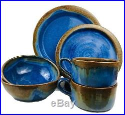 11 Pc. Vintage Pigeon Forge Pottery Douglas Ferguson Blue Brown Glaze Plate Bowl