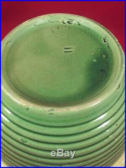 #11 Vintage DOUGH / MIXING BOWL Yellow Ware GREEN Glaze Stoneware Pottery EUC