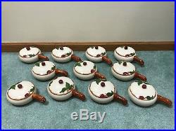 11 Vintage Franciscan USA Apple Individual Handle Casserole Bowls 1949-1953 EUC