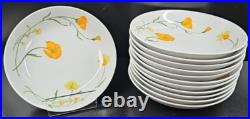 12 Jardin Angela Coupe Soup Bowls Set Vintage Yellow Orange Flowers Japan Lot
