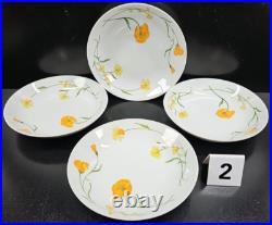 12 Jardin Angela Coupe Soup Bowls Set Vintage Yellow Orange Flowers Japan Lot