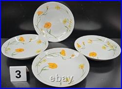 12 Jardin Angela Coupe Soup Bowls Set Vintage Yellow Orange Flowers Japan Lot