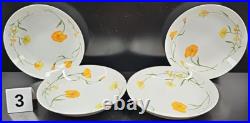12 Jardin Angela Coupe Soup Bowls Set Vintage Yellow Orange Flowers Japan Lot
