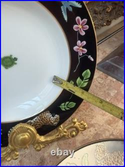 12 Peaces Lynn Chase Jaguar Jungle Rimmed Soup Bowl 24 karat trim