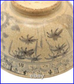 16th Century or Earlier Rustic Ming Bowl Soft Blue Painting Craquelure
