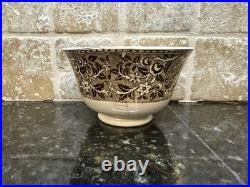 1800s Antique French Sarreguemines Brown White Transfer Ware Ironstone Bowl