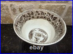1800s Antique French Sarreguemines Brown White Transfer Ware Ironstone Bowl