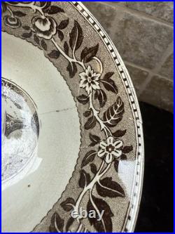 1800s Antique French Sarreguemines Brown White Transfer Ware Ironstone Bowl