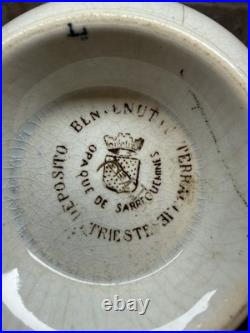 1800s Antique French Sarreguemines Brown White Transfer Ware Ironstone Bowl