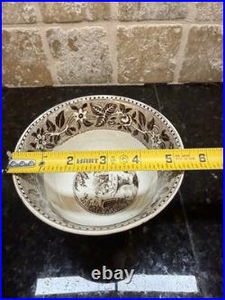 1800s Antique French Sarreguemines Brown White Transfer Ware Ironstone Bowl