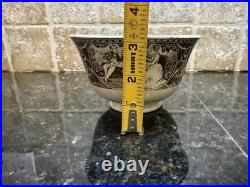 1800s Antique French Sarreguemines Brown White Transfer Ware Ironstone Bowl