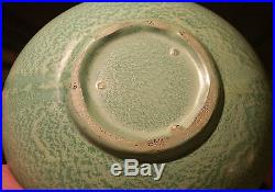 1914 EVE DECO Haeger Arts & Crafts Vtg Geranium Matt Leaf Green Art Pottery Bowl