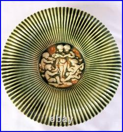 1915-1925 Roseville Pottery Donatello #61 12 Rolled Edge Plate Bowl Dish Rare
