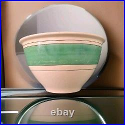 1920's Roseville Pottery Pitcher & Bowl Set Green Stripe