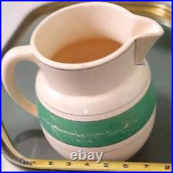 1920's Roseville Pottery Pitcher & Bowl Set Green Stripe