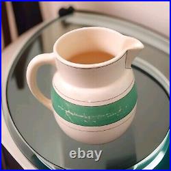 1920's Roseville Pottery Pitcher & Bowl Set Green Stripe