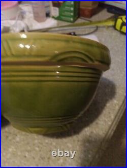 1930s yellow ware bowls Set Of 3 Green Mint Condition Extremely Rare