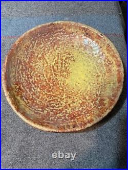 1940-50 MCM Modernist Art Pottery Eugene Deutch Orange 1944 dated Bowl 7 3/4