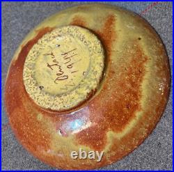 1940-50 MCM Modernist Art Pottery Eugene Deutch Orange 1944 dated Bowl 7 3/4