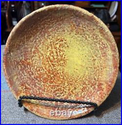 1940-50 MCM Modernist Art Pottery Eugene Deutch Orange 1944 dated Bowl 7 3/4