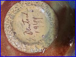 1940-50 MCM Modernist Art Pottery Eugene Deutch Orange 1944 dated Bowl 7 3/4