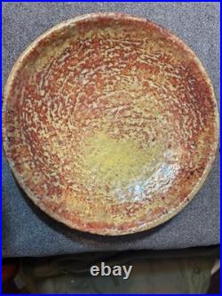 1940-50 MCM Modernist Art Pottery Eugene Deutch Orange 1944 dated Bowl 7 3/4