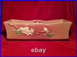 1940s Roseville Pottery Snowberry 369-12 Console Bowl Pink 15 vtg Art Deco MCM