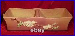 1940s Roseville Pottery Snowberry 369-12 Console Bowl Pink 15 vtg Art Deco MCM