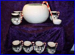 1950s VINTAGE FROSTY THE SNOWMAN mug set Snow ball punch bowl Riddell Pottery