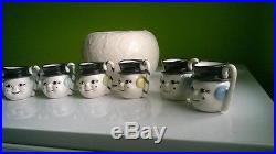 1950s vintage Frosty the Snowman mug set Snow ball punch bowl Riddell Pottery