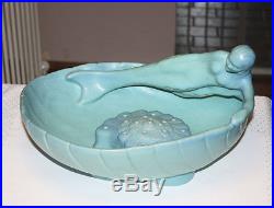 1960s Vintage Van Briggle Siren of the Sea Console Bowl with Flower Frog