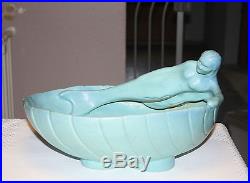 1960s Vintage Van Briggle Siren of the Sea Console Bowl with Flower Frog
