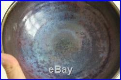 1969 Harding Black Vtg Mid Century Modern Studio Pottery Bowl Texas Artist Blue