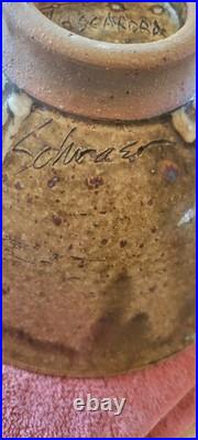 1980 handthrown pottery bowl. 6 x 11. Signed Green and brown