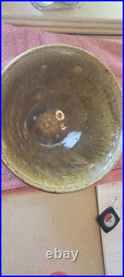 1980 handthrown pottery bowl. 6 x 11. Signed Green and brown