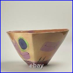 1980s Abstract Glazed Ceramic Bowl, Signed