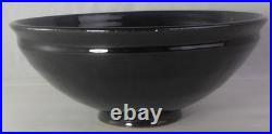 1983 Vintage Ben Owen III Black Lacquer Glaze Pottery Bowl Dish Signed 8.5