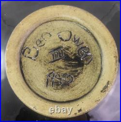 1983 Vintage Ben Owen III Black Lacquer Glaze Pottery Bowl Dish Signed 8.5