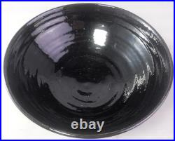 1983 Vintage Ben Owen III Black Lacquer Glaze Pottery Bowl Dish Signed 8.5