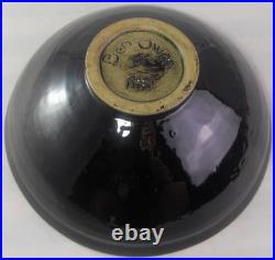 1983 Vintage Ben Owen III Black Lacquer Glaze Pottery Bowl Dish Signed 8.5