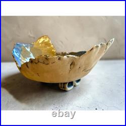 1990's Vintage Organic Brutalist Freeform Studio Pottery Bowl, Signed