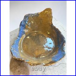 1990's Vintage Organic Brutalist Freeform Studio Pottery Bowl, Signed