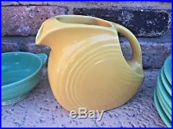 19 RARE VINTAGE 1940's FIESTA WARE POTTERY LIGHT GREEN YELLOW PITCHER PLATE BOWL