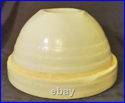 #19 WHITE vtg yellow ware mixing bowl pottery deco ringware nesting kitchen art
