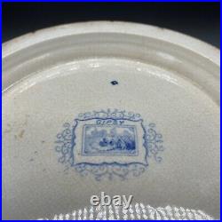 19th Century Old Staffordshire GYPSY Blue White Transferware 11 Wash Basin Bowl