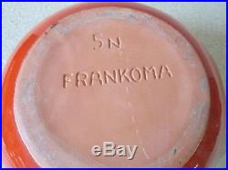 1x HTF Vintage FRANKOMA POTTERY LARGE 5N Tiki Flame Red & Brown Serving Big Bowl