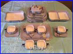 23 PC LOT Vintage WEIL WARE MALAY BLOSSOM GRAY plates, cups, bowls CALIFORNIA