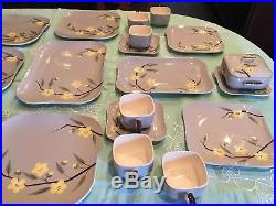 23 PC LOT Vintage WEIL WARE MALAY BLOSSOM GRAY plates, cups, bowls CALIFORNIA