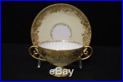 24pc Vintage Limoges French Porcelain Gilt BOUILLON CUPS or Soup Bowls withSaucers