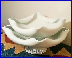 2 IKEBANA japanese celadon flower pot vase bowl vtg art asian pottery porcelain